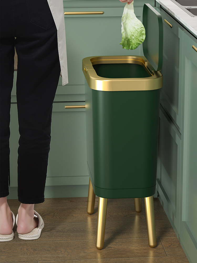 Poubelle de luxe dorée pour cuisine, poubelle créative de grande hauteur pour salle de bains