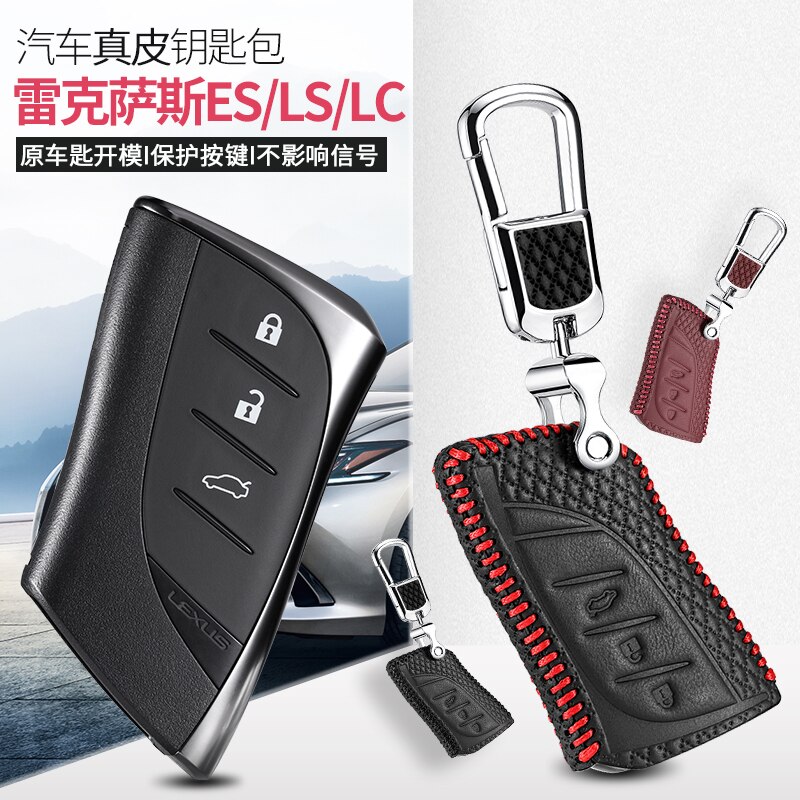 luckeasy car key cover for lexus LC LS ES Case Remote Keys Shell leather key4y