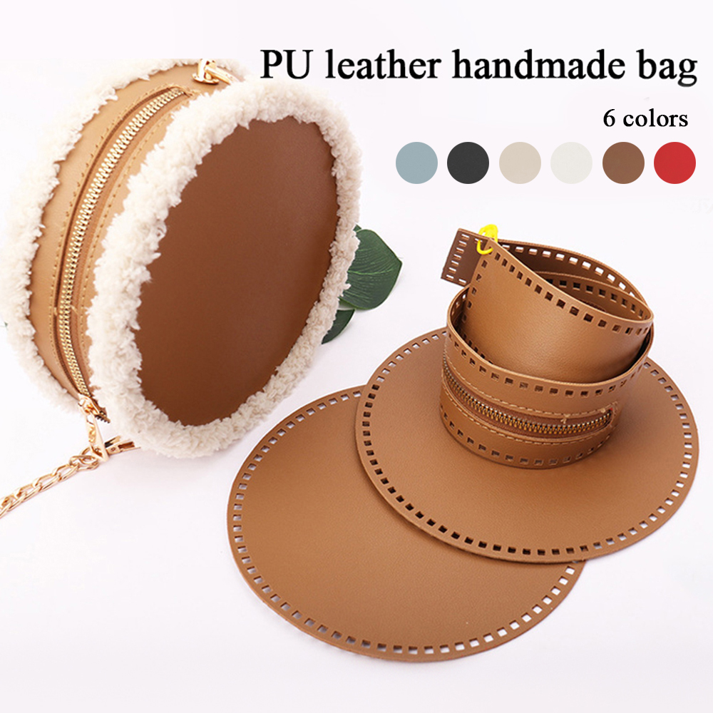 3 stks/set 17 cm Ronde Bodem Voor Gebreide Tas PU Lederen Tas Basis Handgemaakte Bodem Met Gaten Diy Gehaakte Tas bodem Accessoires