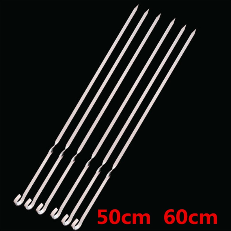 10 st 50cm 60cm stora långa rostfria grillspett grilla bbq nål grill breda shish kabob pinnar platt kött kebab gaffel