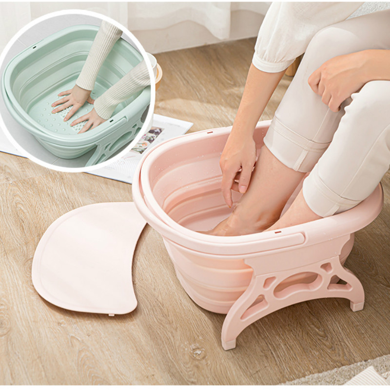 Bañera plegable para pies, con tapa, Sauna, Cubo de masaje espumoso, baño de pies, lavabo portátil plegable, bañera de pies, jacuzzi