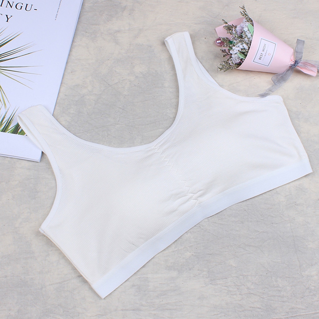 #45 Kids Girls Underwear Foam Bra Vest Children Underclothes Sport Undies Clothes 10-15t Training Bra Young Girls Для Девочек