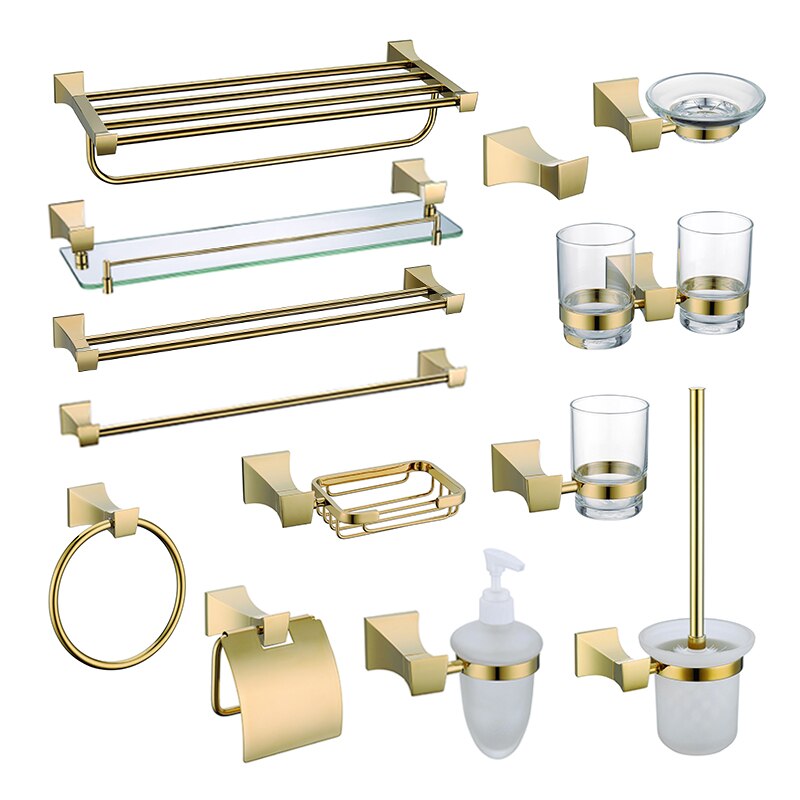 Gold Badezimmer Zubehör einstellen Wc Pinsel Halfter Papier Halfter Zauberstab Montiert Handtuch Riegel Gestell Seife Tasse Halfter Schlecht Hardware-