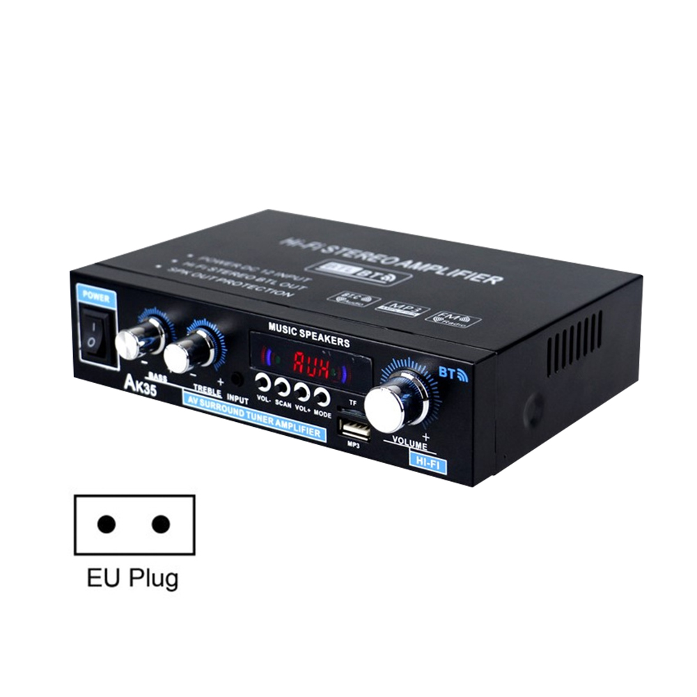 AK35 Bluetooth HiFi Audio Amplifier 2-CH Power Amp with USB TF RCA AUX + Remote: transparent