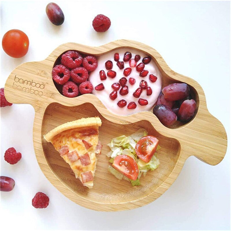Bol en bois pour bébé, assiette de nourriture, lapin de dessin animé, bol d&#39;alimentation pour enfants, cuillère, ensemble de vaisselle pour enfants, plateau à fruits Pl: A4