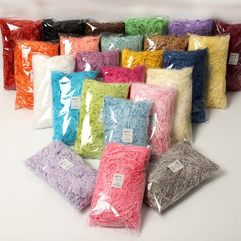 Confettis en papier raphia de 100g, pour boîte, remplissage de fête, accessoires d'emballage, fournitures artisanales de bricolage