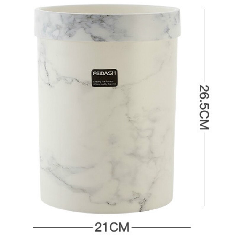 Nordisk stil enkel personlighed imitation marmor mønster afdækket skraldespand hjem stue soveværelse  sp62915: Hvid -7l