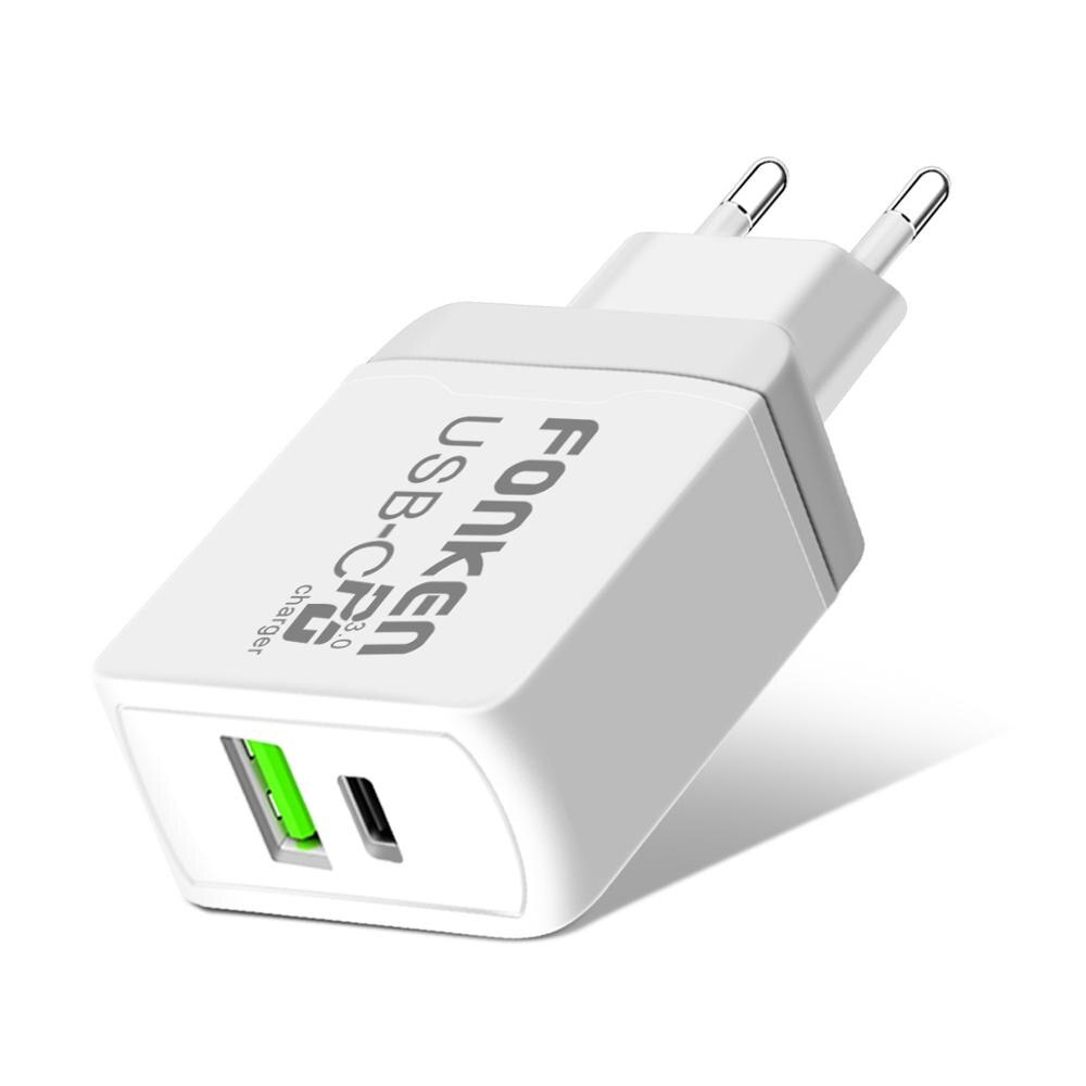 FONKEN USB C PD Charger Dual Port Fast Charging for Phone Adapter 2 Port 30W QC 4.0 3.0 Quick Charge Wall Chargers: white pd charger
