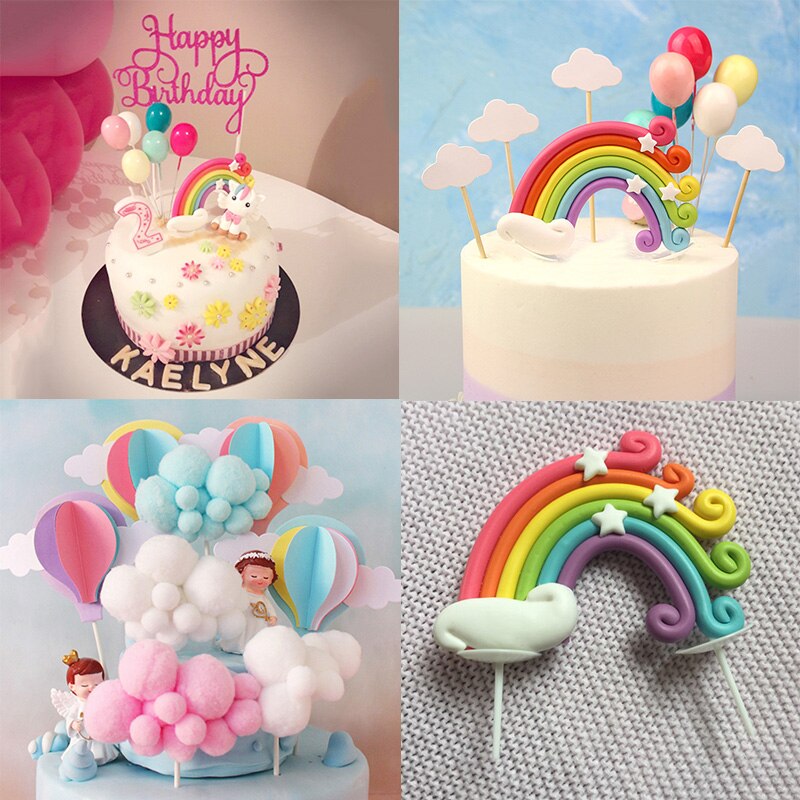 Eenhoorn feesttaarttopper wolk regenboog taartvlaggetjes decoratie kinderverjaardagsfeest cupcake topper eenhoorn feestartikelen