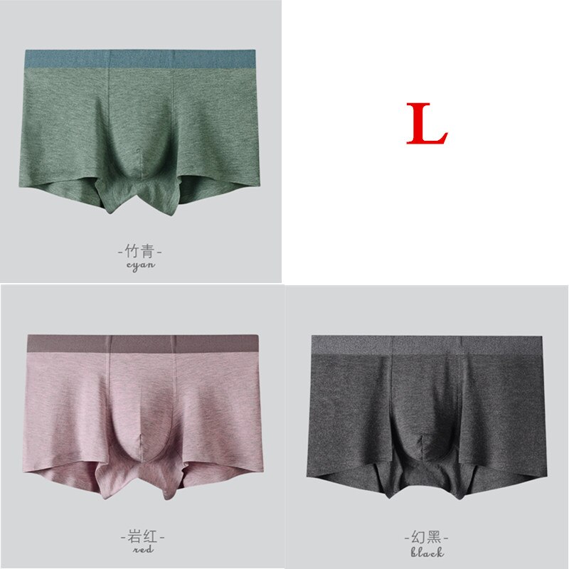 3 unids/lote, ropa interior Xiaomi para hombres, hilo de fibra de color, ropa interior sin costuras para hombres, nuevas bragas exuberantes para hombres, boxer , calzoncillos transpirables: Green Pink Black L