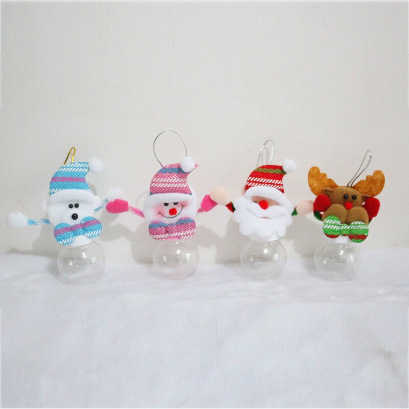 4 Stks/partij Kerst Mini Plastic Snoep Fles Hanger Xmas Tree Ornamnet Creatieve Decoratie Kids Party Favor Kerst Ambachten