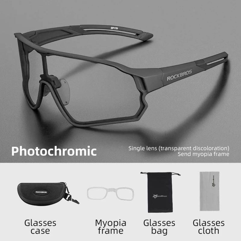 ROCKBROS Gafas Fotocromáticas para Ciclismo, Lentes Deportivas, Ultraligeras, Equipo de Seguridad, MTB, Deporte en Carretera, Protección UV400: Blanco