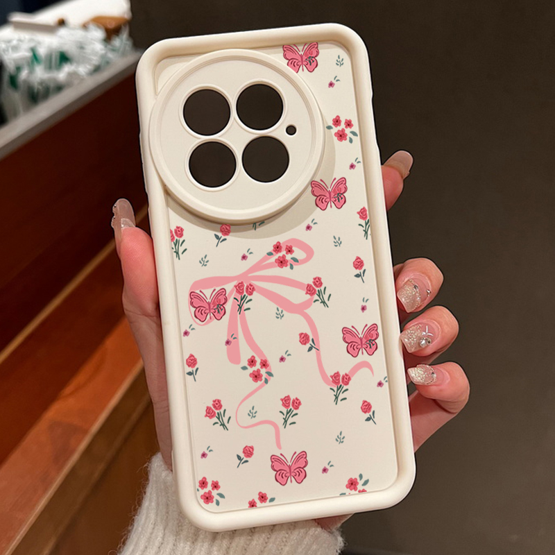 Funda de teléfono para OnePlus 13T 13R 12R 11R flor rosa flor de melocotón parachoques a prueba de golpes funda suave de silicona Fundas para OnePlus 13 12: Transparente / OnePlus 13R