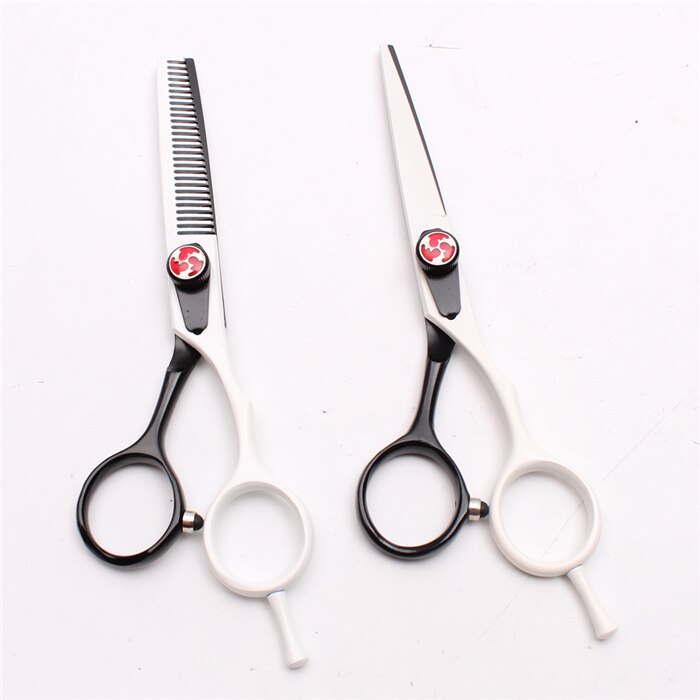 5.5 "16 cm gravure Logo blanc coupe ciseaux éclaircissement ciseaux cheveux humains ensemble coiffure fournitures C1018: C1018 Bai D 5.5N