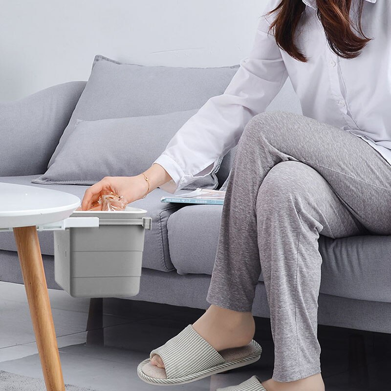 Retractable Hidden Waste Bin Under Table Hanging Garbage Trash Can Desktop Trash Can Tool Office Home Supplies