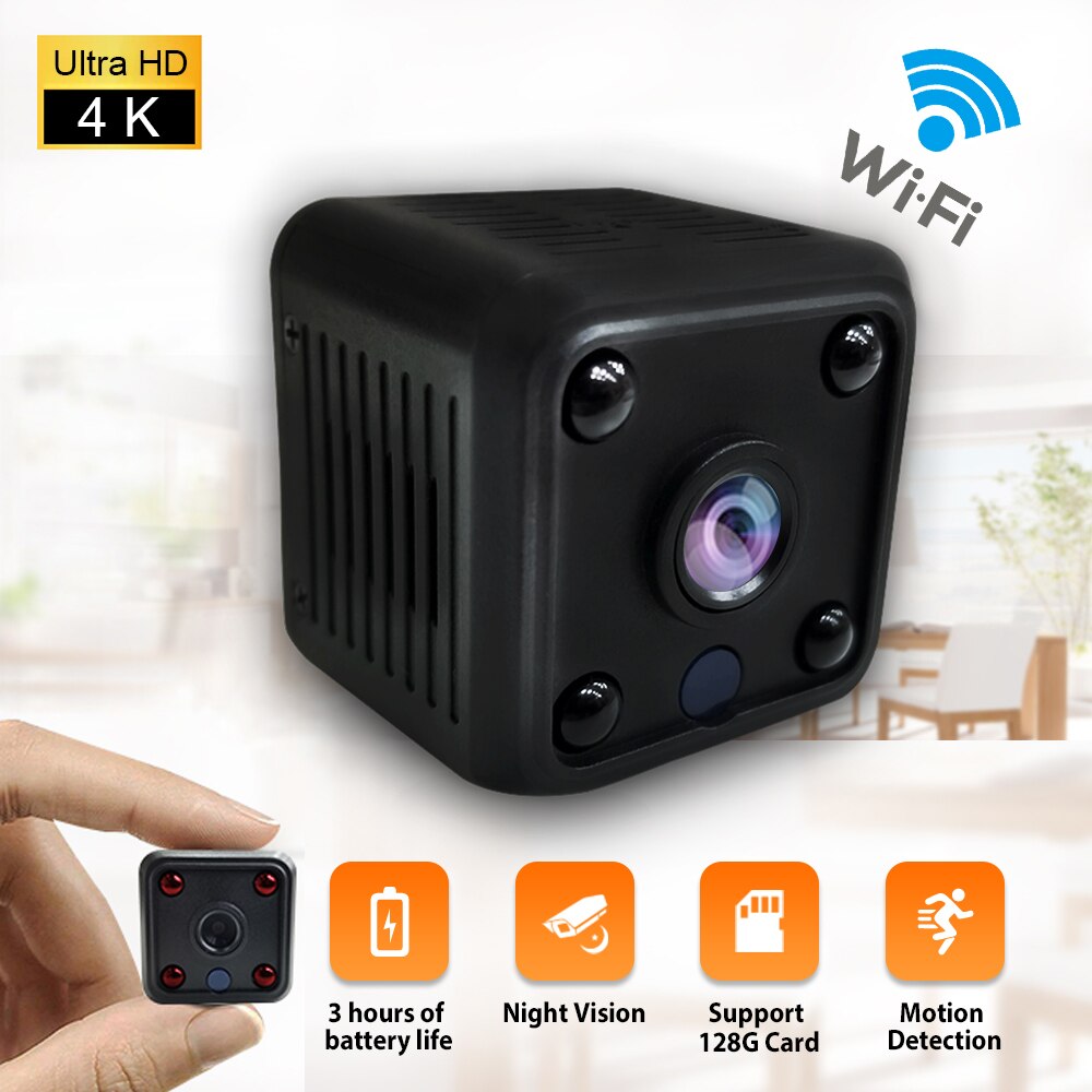 4K Mini WIFI Camera Oplaadbare IP Camera 1080P Nachtzicht Babyfoon met Microfoon Afspelen Beveiliging Draadloze Camera 'S