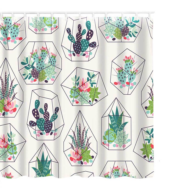 1pc 180 x 180cm gröna blad utskrift duschdraperi bearroom moderna naturliga växtmönster polyester badrumsgardiner: T
