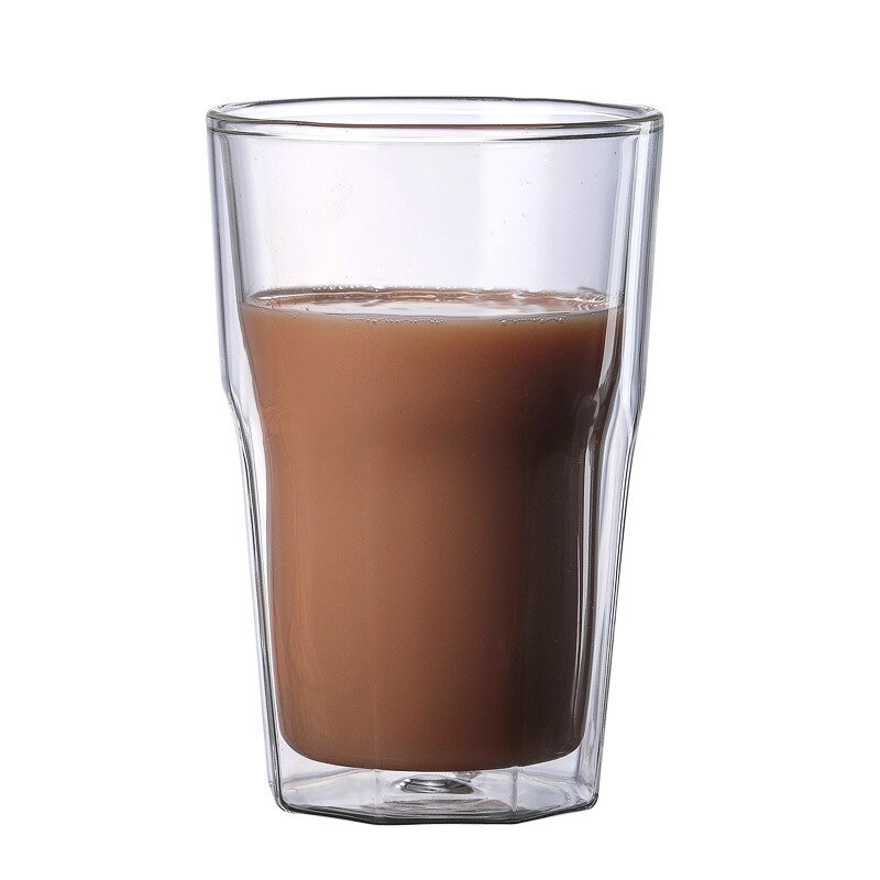 Originalitet varmebestandig dobbeltvegg varmeisolasjon gjennomsiktig åttekantet kopp originalitet melk øl glass vaso kaffekrus
