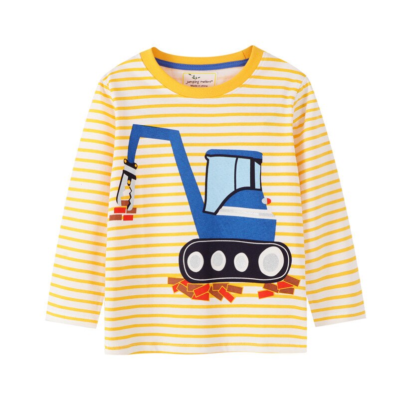 Springen Meter 2-7T Baby Katoenen Kleding Vliegtuigen Applique Streep Kinderen Lange Mouw T-shirt Kids Tops