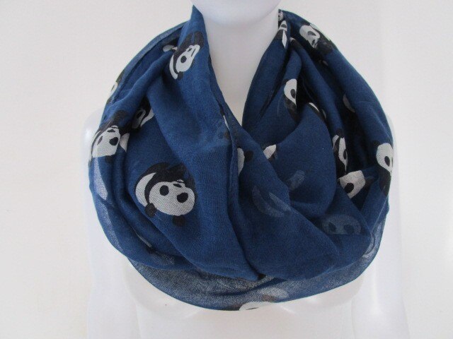 Foxmom – foulard tendance gris bleu Panda, écharpe Infinity Animal, pour femmes: Navy