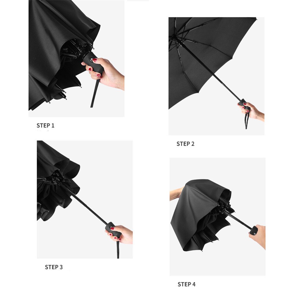 Populær automatisk paraply vindtæt herre sort kompakt bred auto åben tæt letvægt