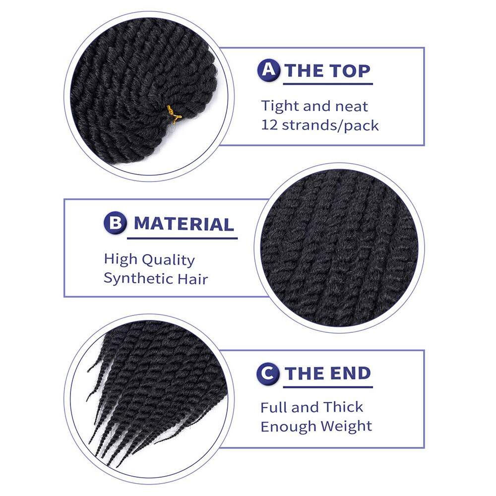 Alororo Havana Mambo Twist Crochet Braids 12'' 18'' 22'' Synthetic Hair Extension for Braids High Temperature Fiber Afro Braid