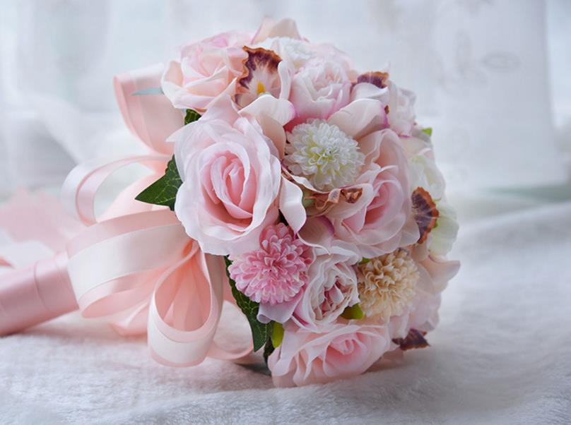 Silk Wedding Bouquet Wedding Flowers Bridal Bouquet Coral Rose and pink hydrangea Wedding Bouquet: Default Title