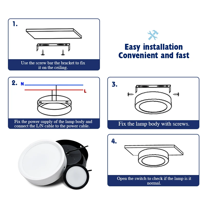 Led downlight 9w 12w 15w 18w overflademonteret panellampe  ac 220v køkken soveværelse stue loft spotlampe til husholdningen