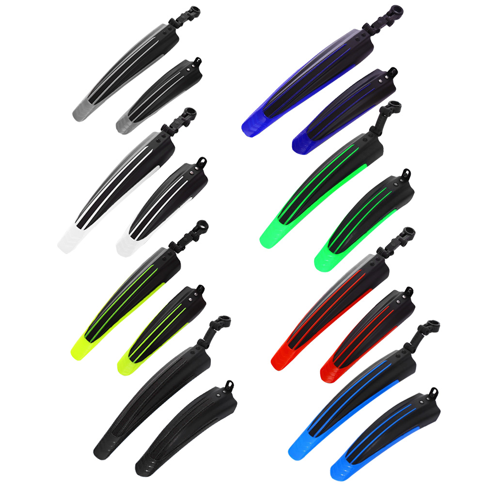 2pcs PP Plastic Bicycle Splash Fender Guard Set Mountain Bike Rear Front Mudguard Riding Accessories for 20/22/24/26 inch