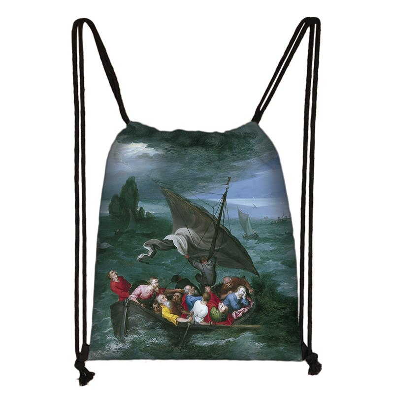 Sac à dos drôle Mona Lisa, sac de nuit étoilé pour femmes, van Gogh, Michelangelo, Da Vinci, sac à bandoulière, rangement de: skdsppooff13
