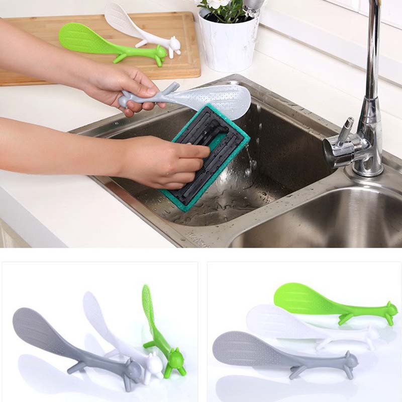 Squirrel Shaped Standable Rice Spatula Non Stick Spoon Food Grade Plastic Rice Spatula Kitchen Cooking Tool Accessories