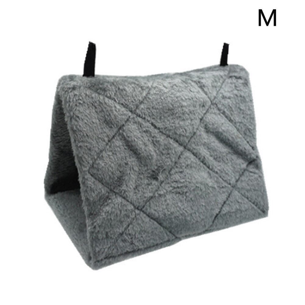 Winter Warme Zachte Pluche Indoor Vogelnest Opknoping Kooi Tent Home Decor Multifunctionele Papegaai Hangmat Huisdier Speelgoed Verdikte Driehoek Bed: Grey / M