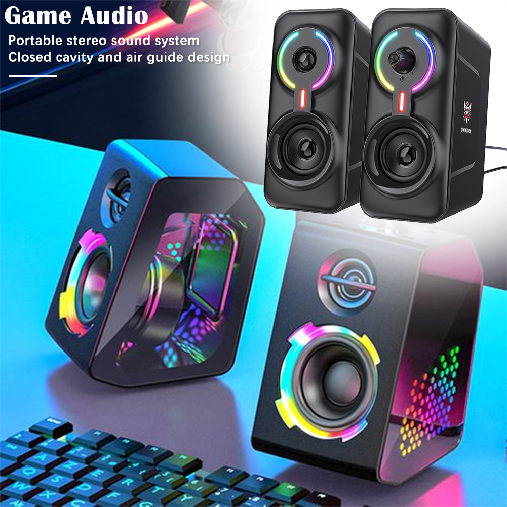 ONIKUMA L6 przenośne głośniki przewodowe do gier Bluetooth Stereo LED Subwoofer komputer stacjonarny PC Laptop 3.5mm Jack voice box