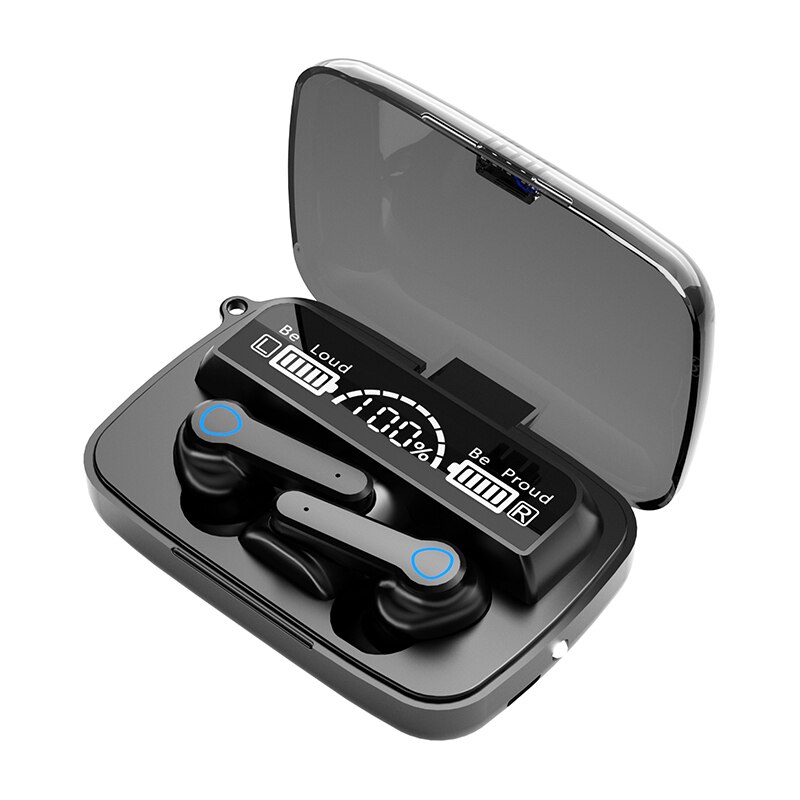 The TWS5.1 Bluetooth wireless headset LED Display Mirror Case Touch Motion Waterproof High Sound Earplug Headset: M19