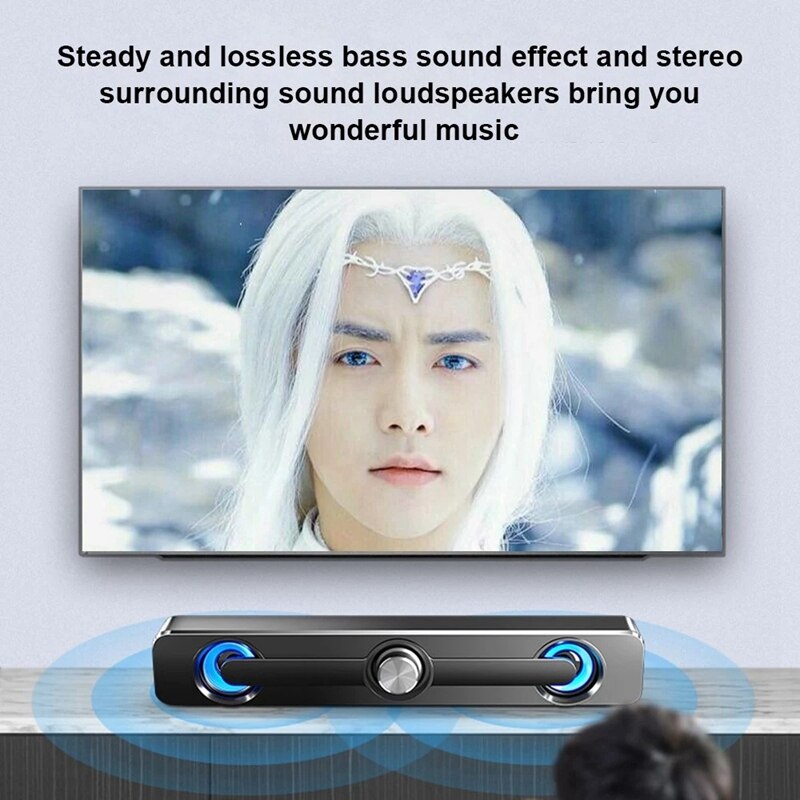 SADA V-111 Computer Speaker USB Wired Powerful Bar Stereo Subwoofer Bass Speaker Surround Sound Box for PC Laptop Phone Tablet M
