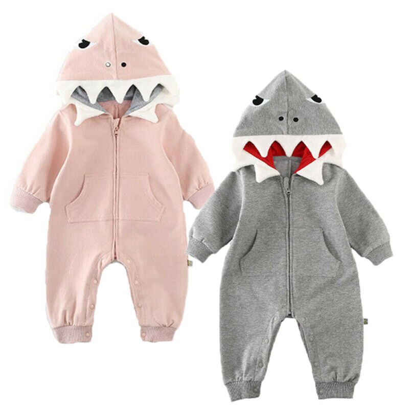 3D Cosplay Shark Strampler Kinder Kleinkind Baby Jungen Mädchen Long Sleeve Zipper Romper Overall Mit Kapuze Kleidung Outfits Kostüm
