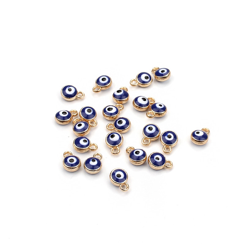 30 Stks/partij Lucky Eye Turkije Evil Eye Goud/Zilver Kleur Tone Bedels Connectors Kralen Voor Diy Armband Sieraden accessoires