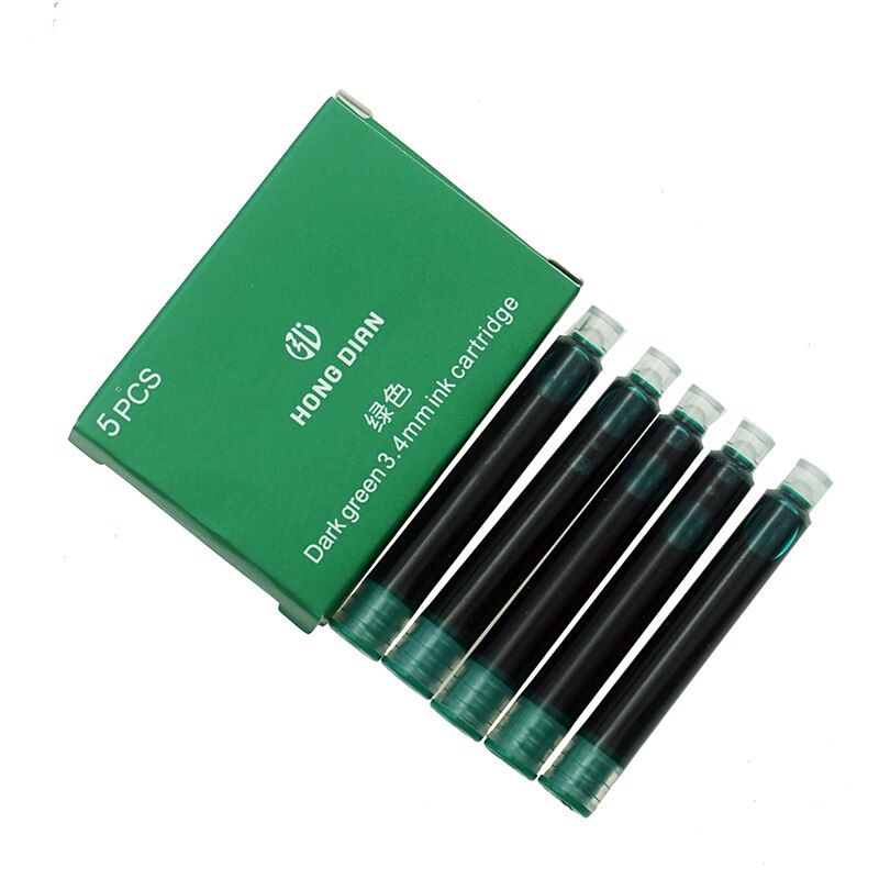30 unidades de cartuchos de tinta Hongdian para pluma estilográfica negra/azul de 3,4mm de diámetro para bolígrafos HongDian Ink Pen / Wing Sung: Green
