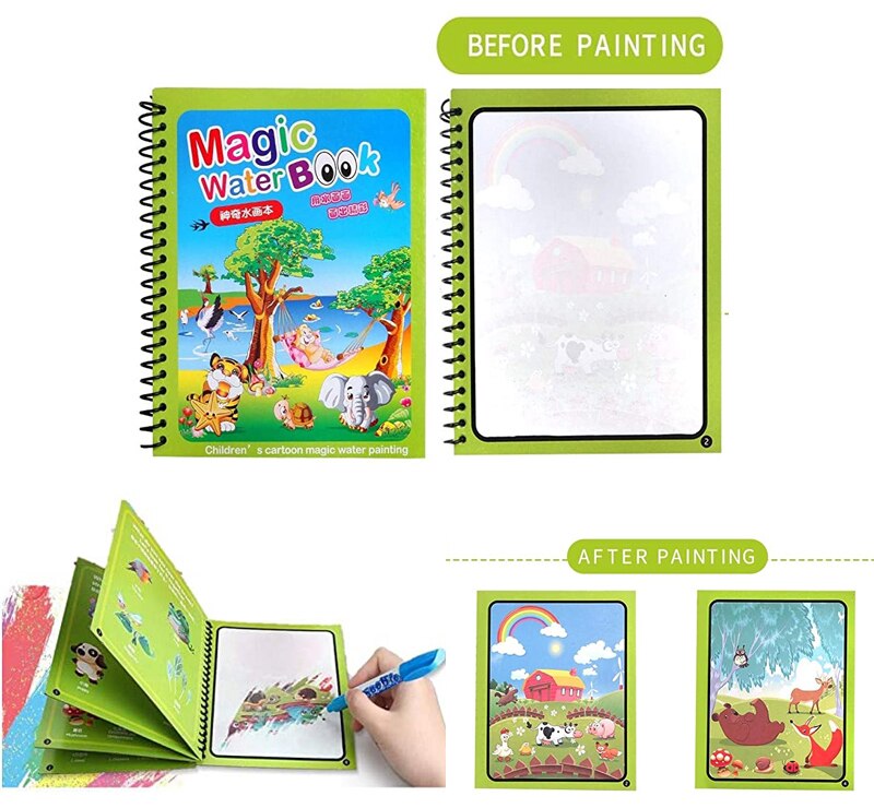 35 Style Montessori Set da disegno per giocattoli per bambini colorazione riutilizzabile libro magico per acqua tavolo da pittura per Doodle educativo precoce sensoriale