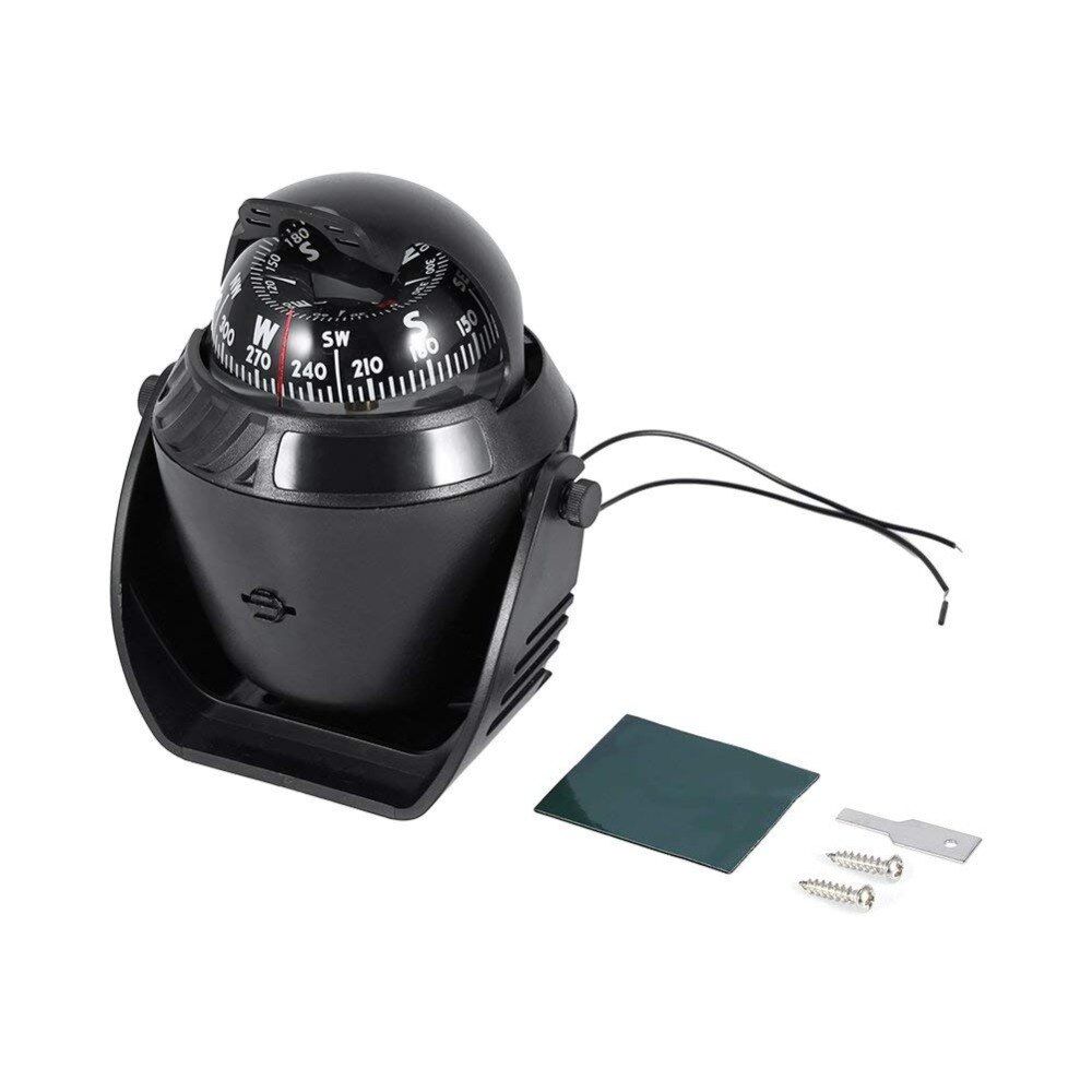 High Precision Marine Pivoting Compass Adjustable Boat Car Navigational Positioning Compass with LED Light