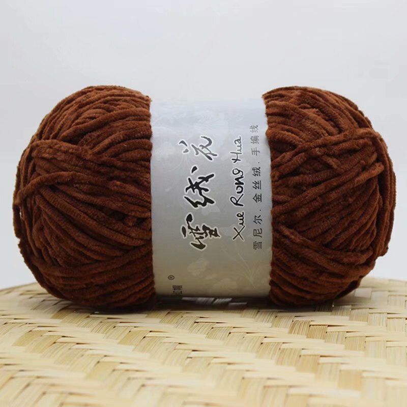 Hilo de terciopelo de chenilla para tejer, lana gruesa y cálida de ganchillo, lana de algodón para bebé, suéter de punto artesanal, 100g por rollo: coffee