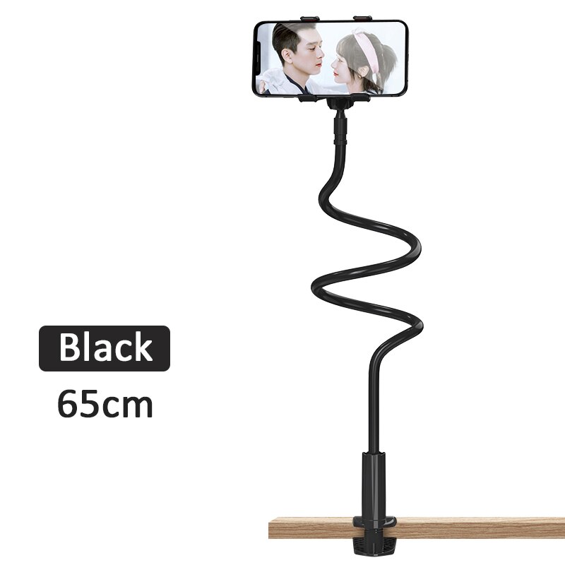 Universal 360 Rotating Flexible Arm Phone Holder Desktop Bed Lazy Tablet Clip Bracket Mobile Stand Support For iPhone Samsung: 65cm black