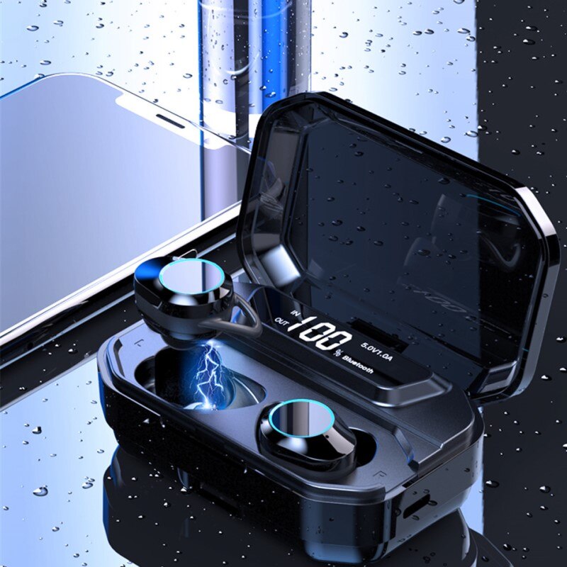 TWS G02 Bluetooth Kopfhörer V5.0 Drahtlose Kopfhörer 9D Stereo Musik IPX7 Wasserdichte Ohrhörer mit 3300mAh Lange Batterie Lebensdauer
