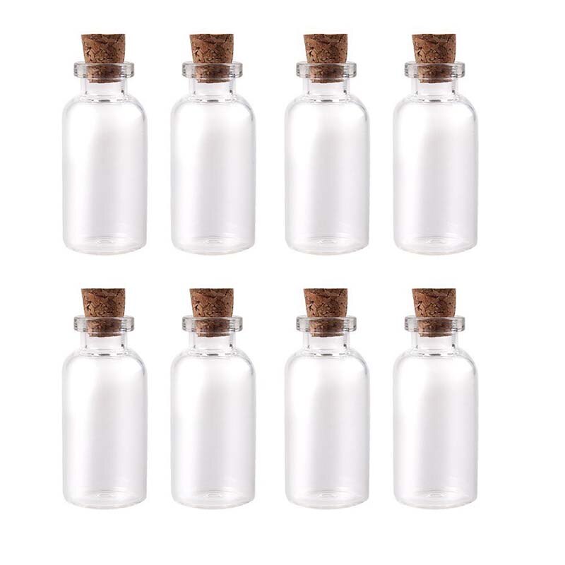 8 stuks mini glazen flesje met kurk/kleine glazen flesjes/mini flesje/mini flesje met kurk 22 x 50mm transparant: Default Title