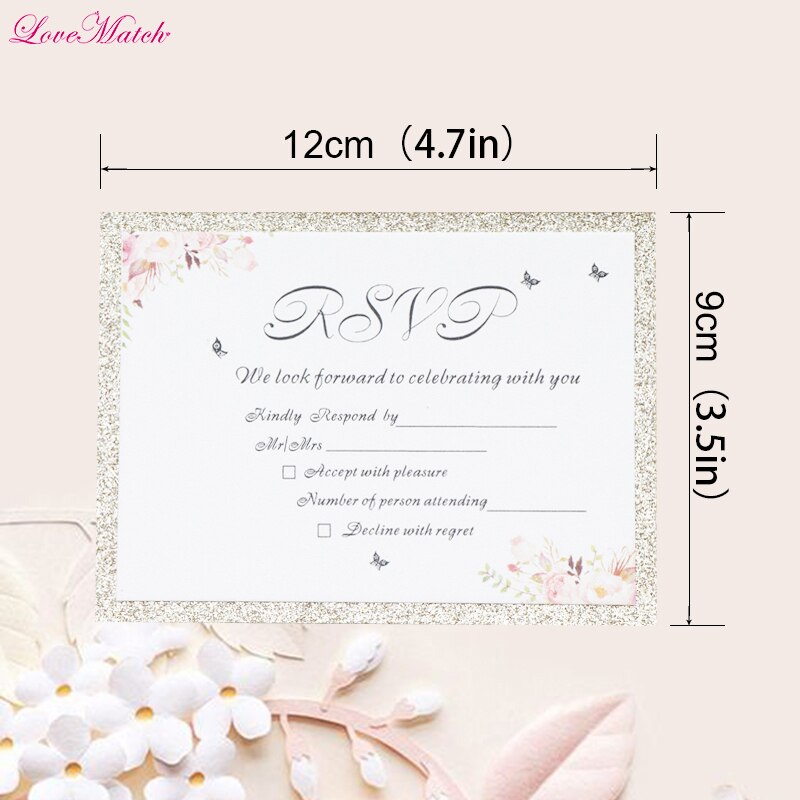 50pcs/lot Flower Invitation Card Print Blank Page Golden Edge Wedding Birthday Party Greeting Card for Guest Wedding Favor Decor