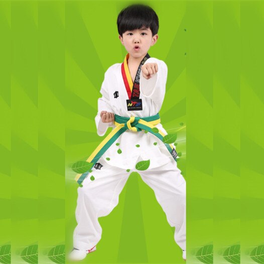 Taekwondo biały dobok Taekwondo mundury garnitury 100% bawełna tae kwon do z długim rękawem dla dorosłych dzieci tkaniny jiu jitsu rozmiar XXXS-XXXL: New Style / M