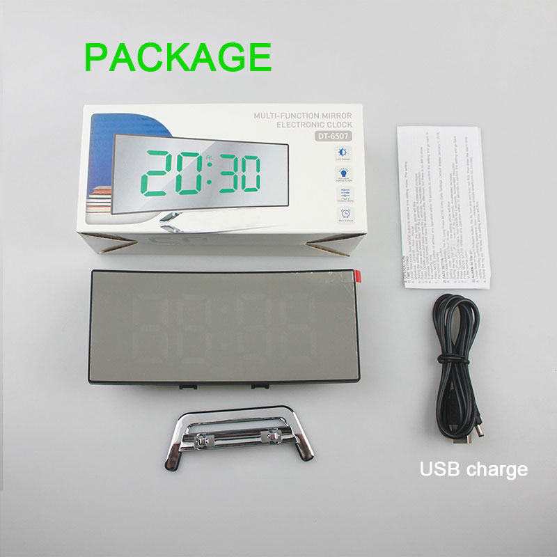 Alarm Clock Digital Large Curved Screen LED Mirror Clock Snooze Function USB Charging Suitable for Living Room Bedroom