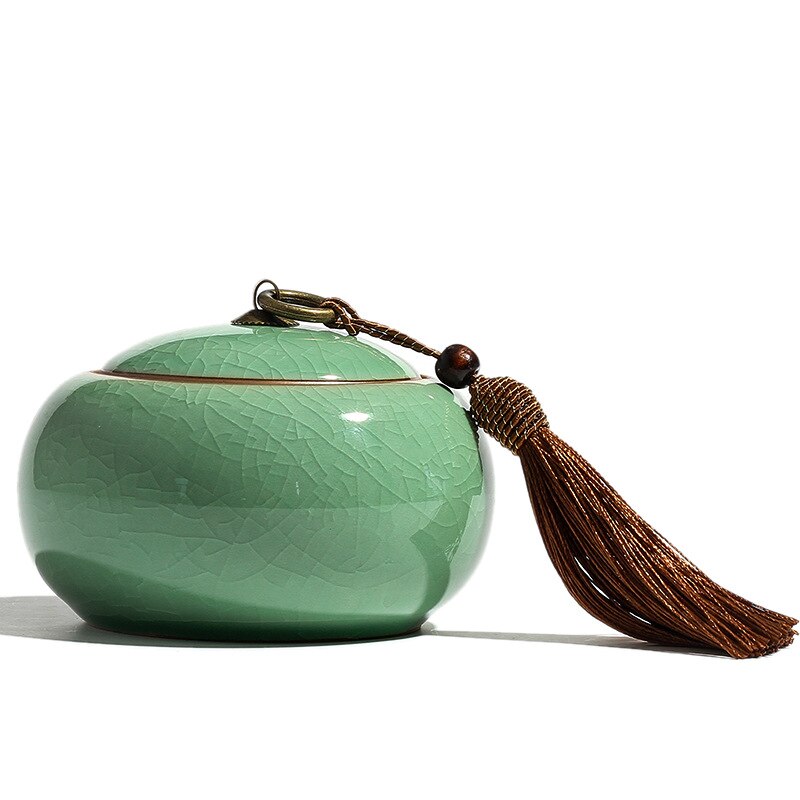 CHANSHOVA Traditional chinese style Ceramic Tea box Sealed moisture-proof Tea container China porcelain Tea storage tins C063: Small C