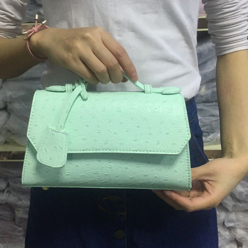 Blå strutspython clutch dameveske slangemønster skinnvesker dame håndveske jente strutsveske til fest