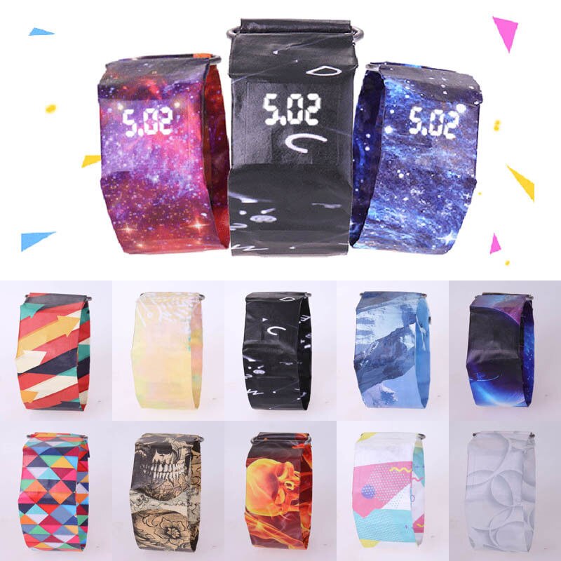 Kreative Papier Uhr LEDClock Tyvek Wasserdichte Zeitung Strap Digitale Uhren Sport Uhr Relogio Feminino Paar Uhr Unisex